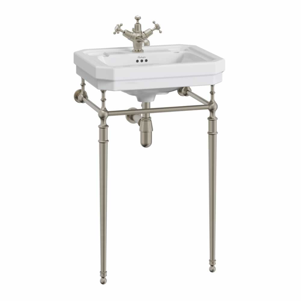 Victorian 56cm basin with brushed nickel extended wash stand